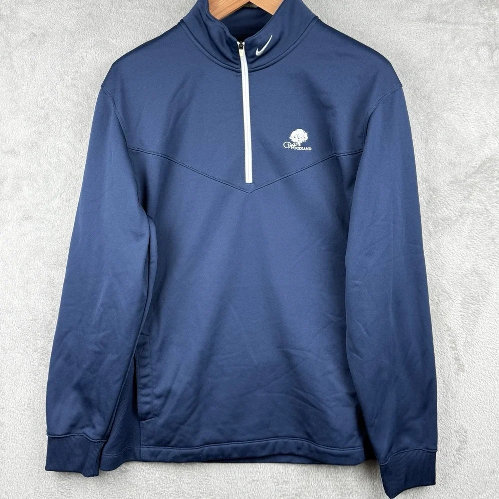Nike Golf Tour Performance 1/4 Zip Woodland Country Club Size L Navy Therma Fit